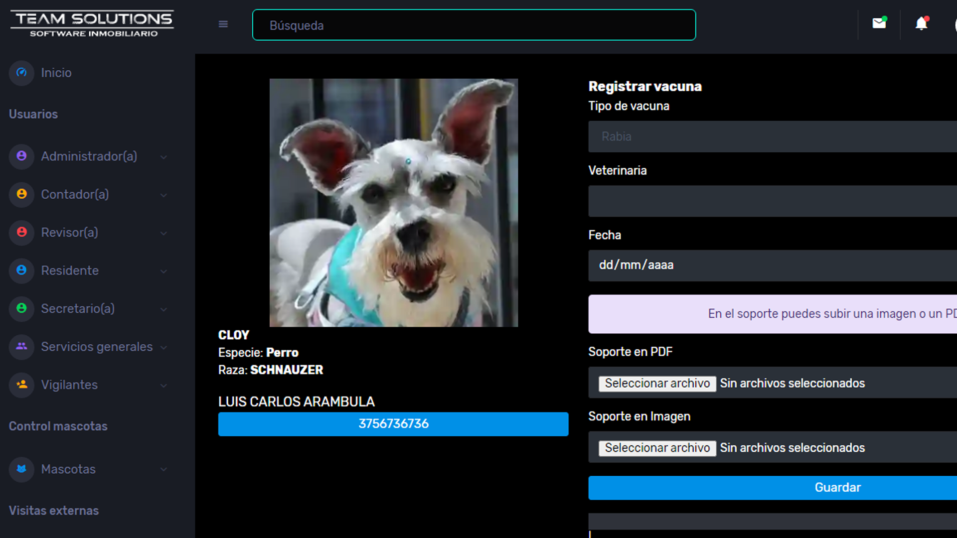 Control de mascotas